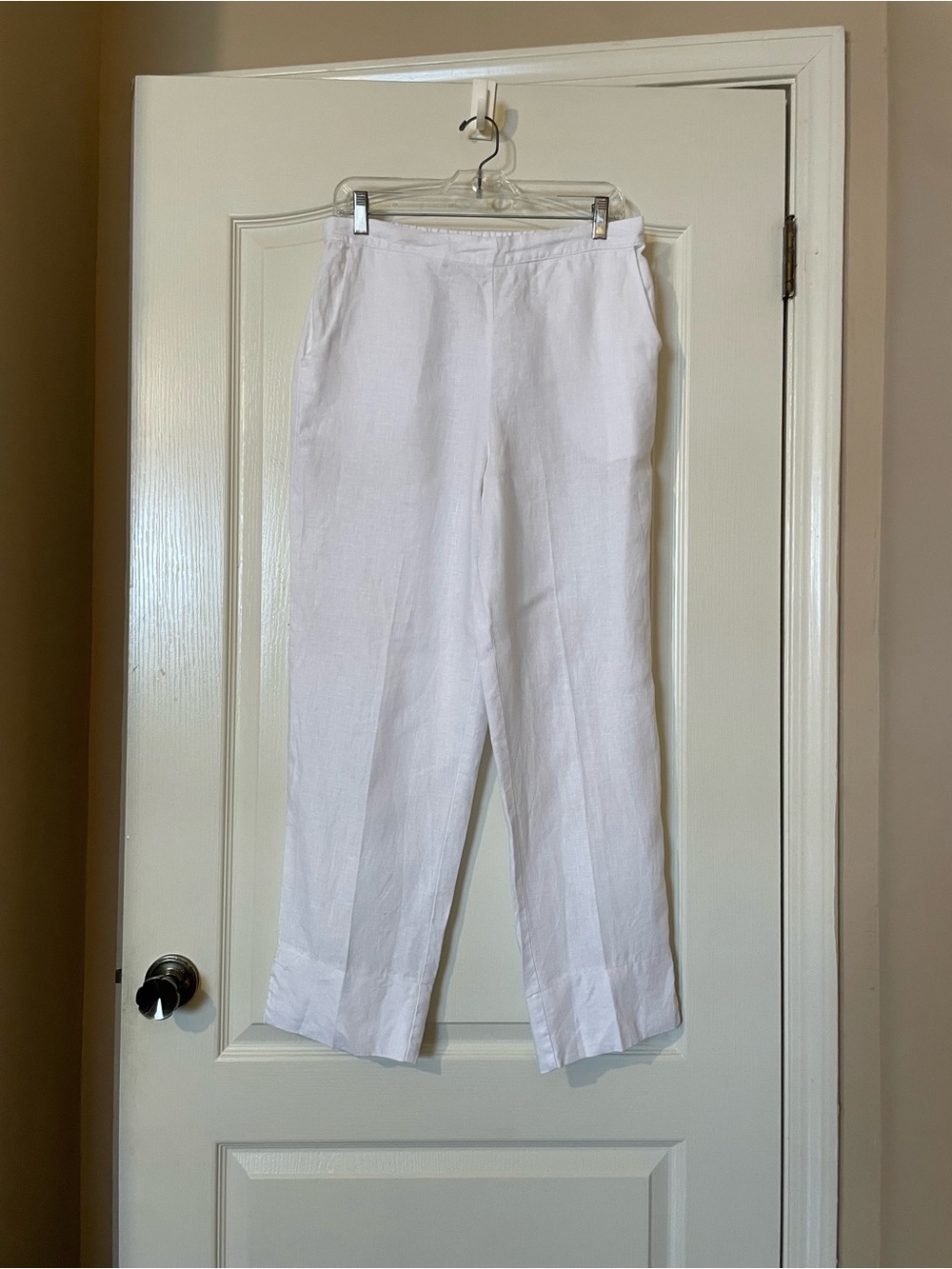 Peck & Peck Linen Pants Women’s M White Pull On Elastic Waist Lagenlook Boho